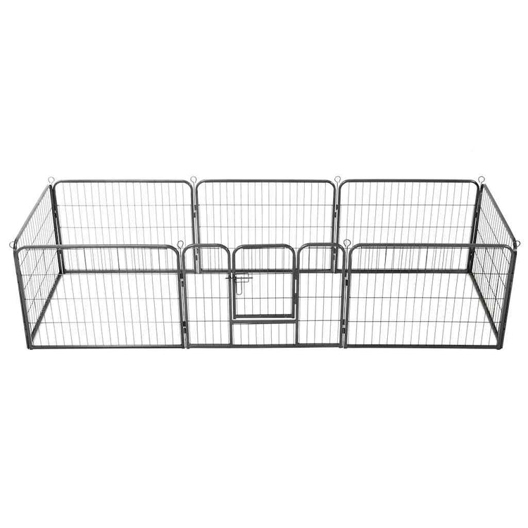 Vidaxl Hundelauf mit 8 Panels 80x60 cm Stahl schwarz