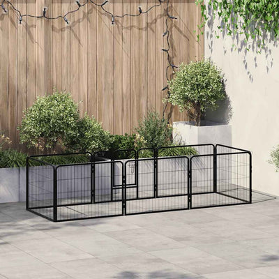 Vidaxl Hundelauf mit 8 Panels 80x60 cm Stahl schwarz