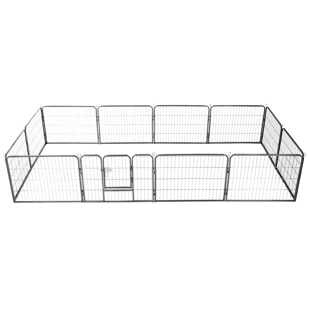 Vidaxl Hundelauf mit 12 Panels 80 x 60 cm Stahlschwarz