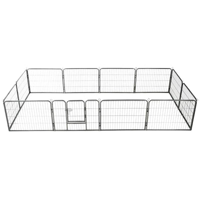 Vidaxl Hundelauf mit 12 Panels 80 x 60 cm Stahlschwarz