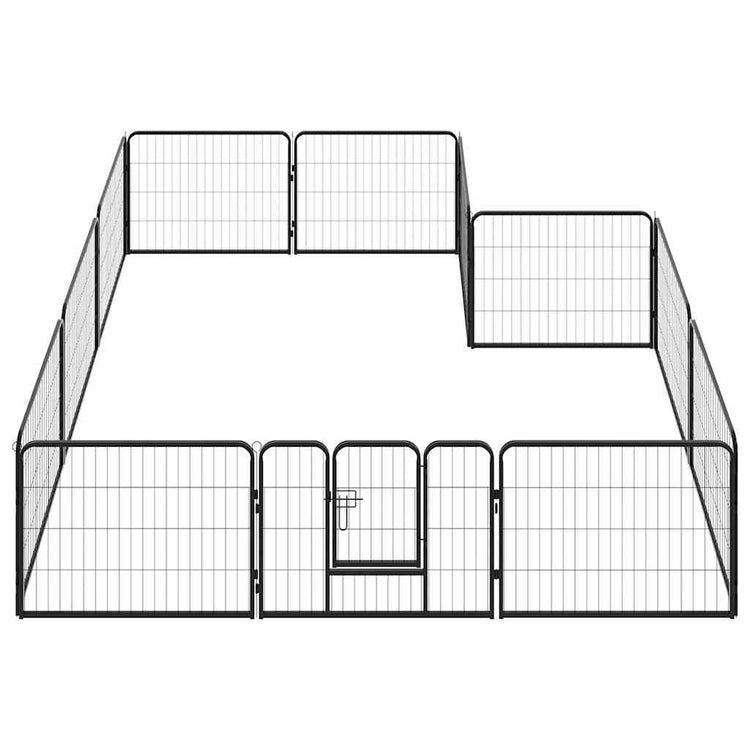 Vidaxl Hundelauf mit 12 Panels 80 x 60 cm Stahlschwarz