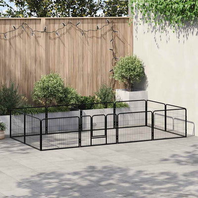 Vidaxl Hundelauf mit 12 Panels 80 x 60 cm Stahlschwarz