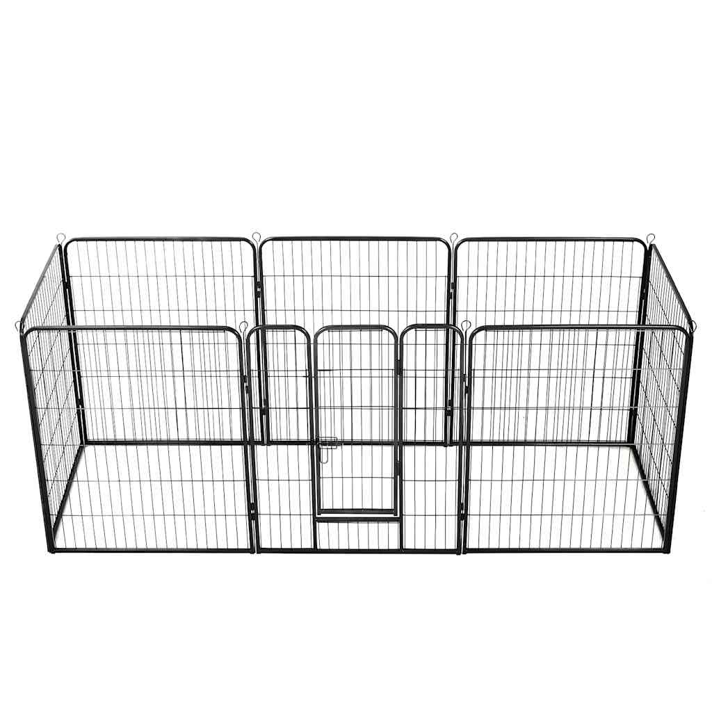 Vidaxl Hundelauf mit 8 Panels 80x100 cm Stahl schwarz