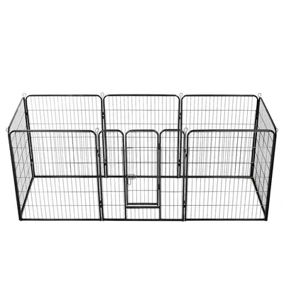 Vidaxl Hundelauf mit 8 Panels 80x100 cm Stahl schwarz
