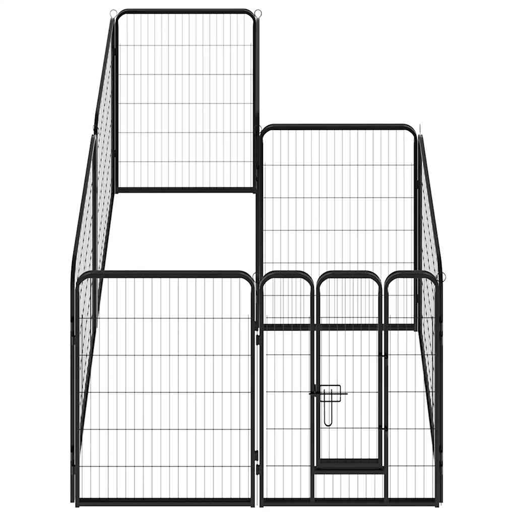 Vidaxl Hundelauf mit 8 Panels 80x100 cm Stahl schwarz
