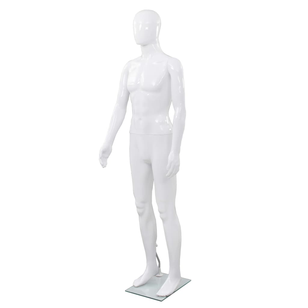 Vidaxl Estalage Puppe Männlich mit Glasfuß 175 cm glänzend Weiß