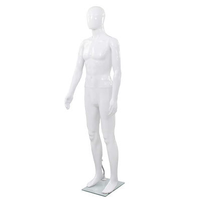 Vidaxl Estalage Puppe Männlich mit Glasfuß 175 cm glänzend Weiß