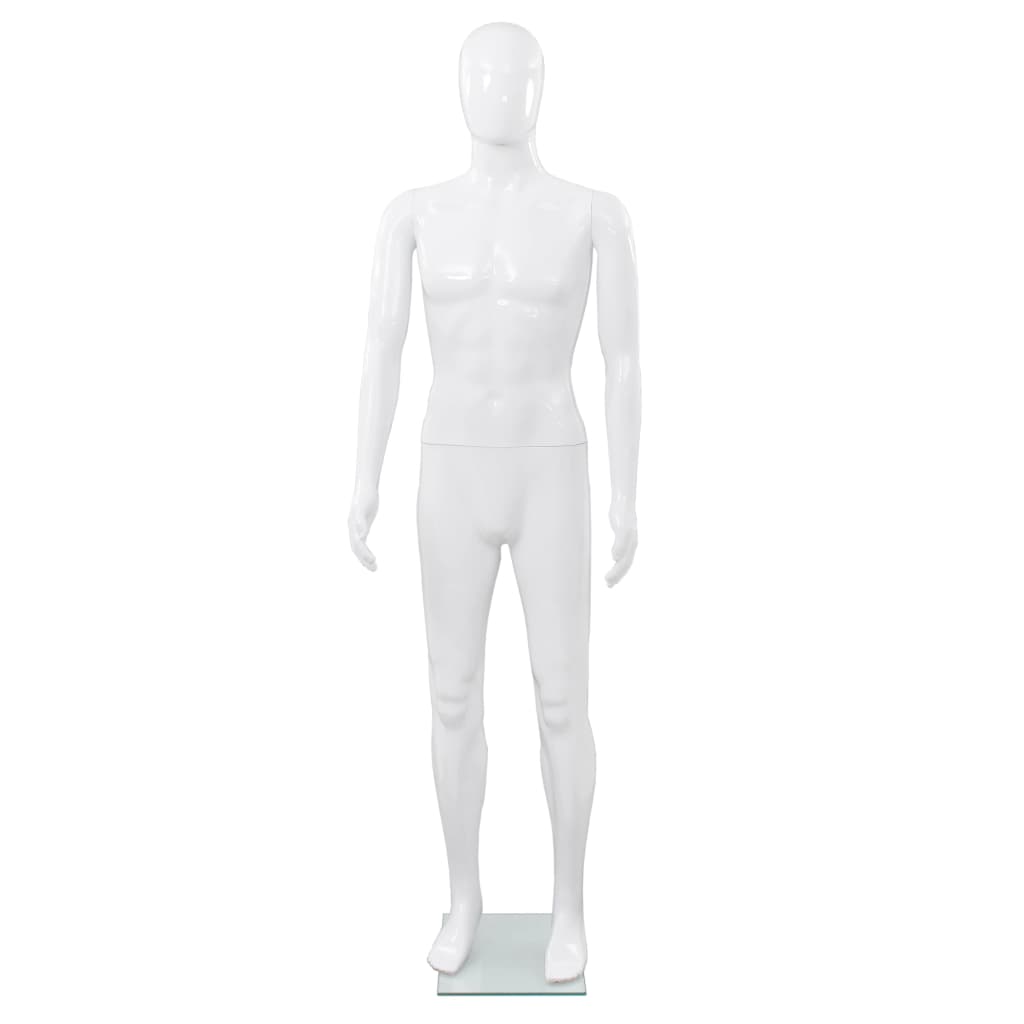 Vidaxl Estalage Puppe Männlich mit Glasfuß 175 cm glänzend Weiß
