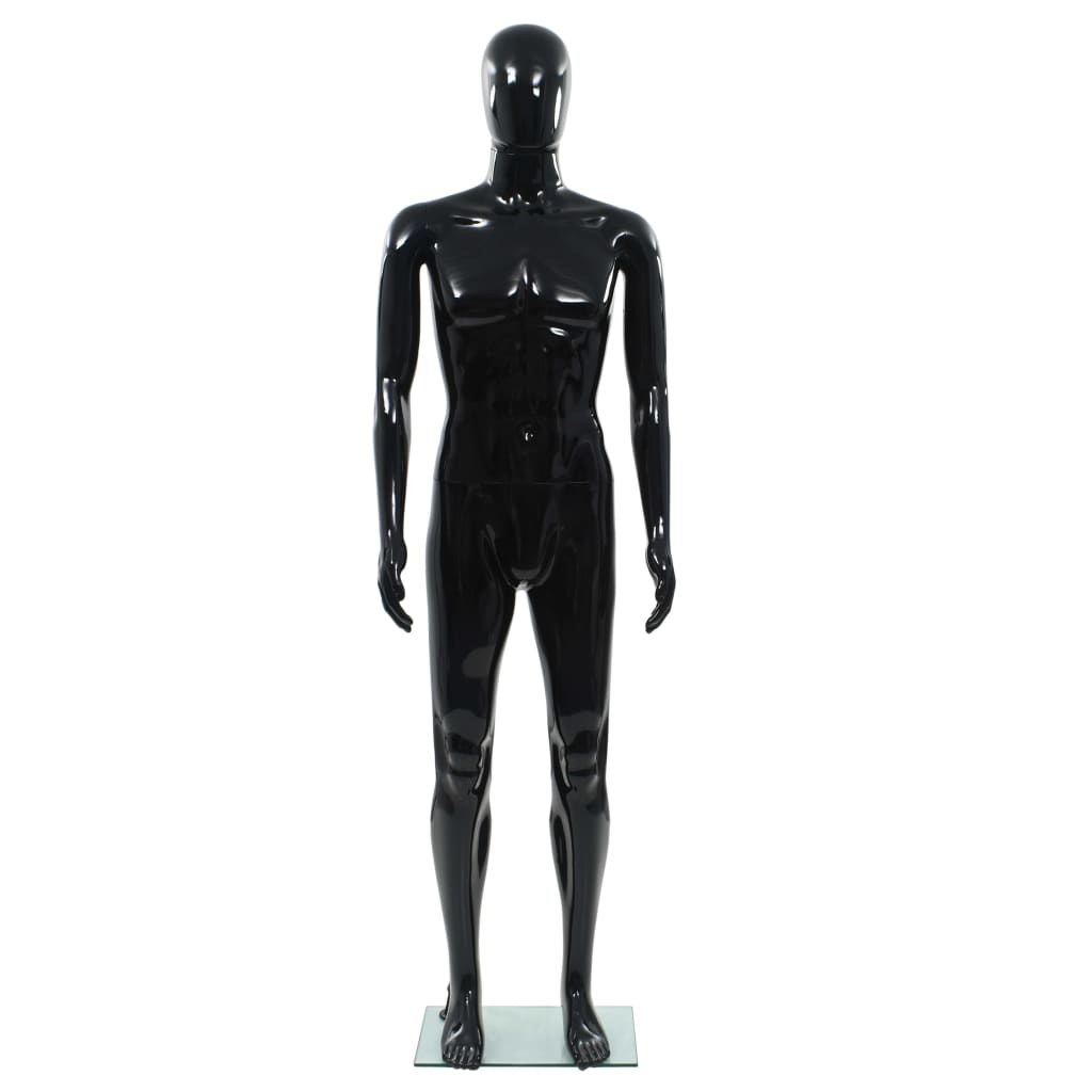 Vidaxl Estalage Puppe Männlich mit Glasfuß 185 cm glänzend schwarz
