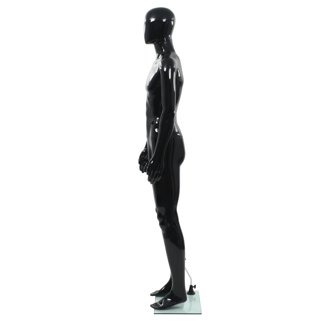 Vidaxl Estalage Puppe Männlich mit Glasfuß 185 cm glänzend schwarz