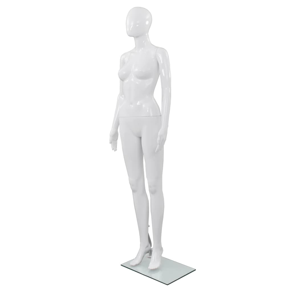 Vidaxl Estalage Puppe weiblich mit Glasfuß 175 cm glänzend Weiß
