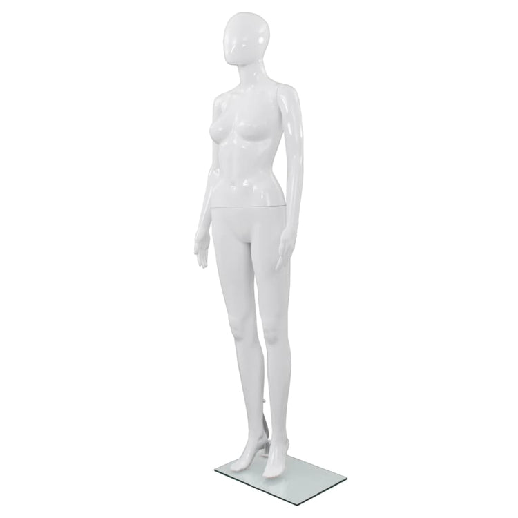 Vidaxl Estalage Puppe weiblich mit Glasfuß 175 cm glänzend Weiß