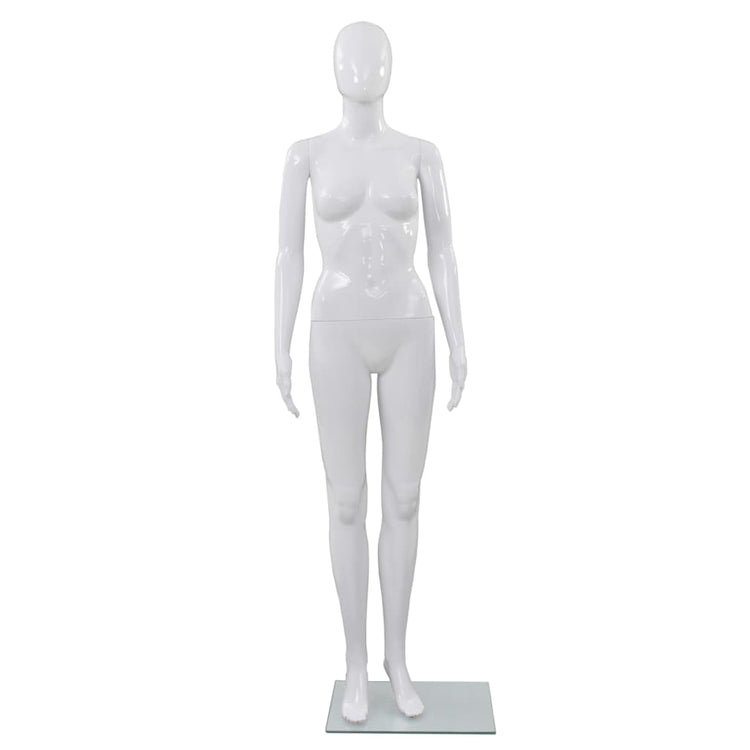 Vidaxl Estalage Puppe weiblich mit Glasfuß 175 cm glänzend Weiß