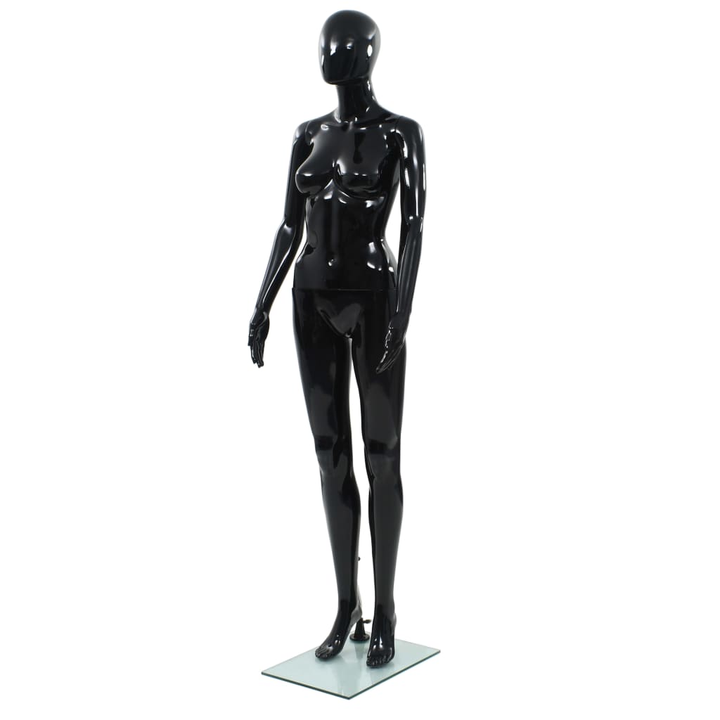 Vidaxl Estalage Puppe weiblich mit Glasfuß 175 cm glänzend schwarz