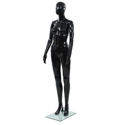 Vidaxl Estalage Puppe weiblich mit Glasfuß 175 cm glänzend schwarz