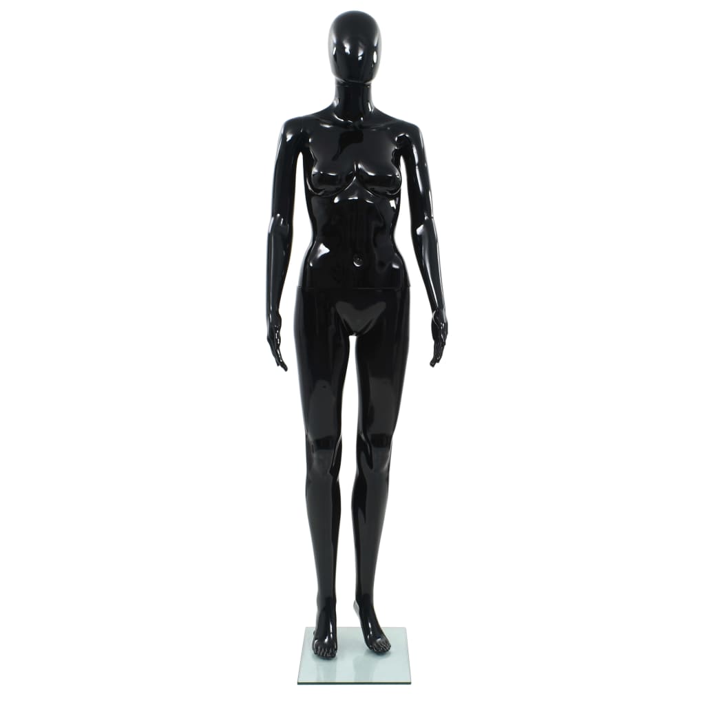 Vidaxl Estalage Puppe weiblich mit Glasfuß 175 cm glänzend schwarz