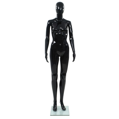 Vidaxl Estalage Puppe weiblich mit Glasfuß 175 cm glänzend schwarz
