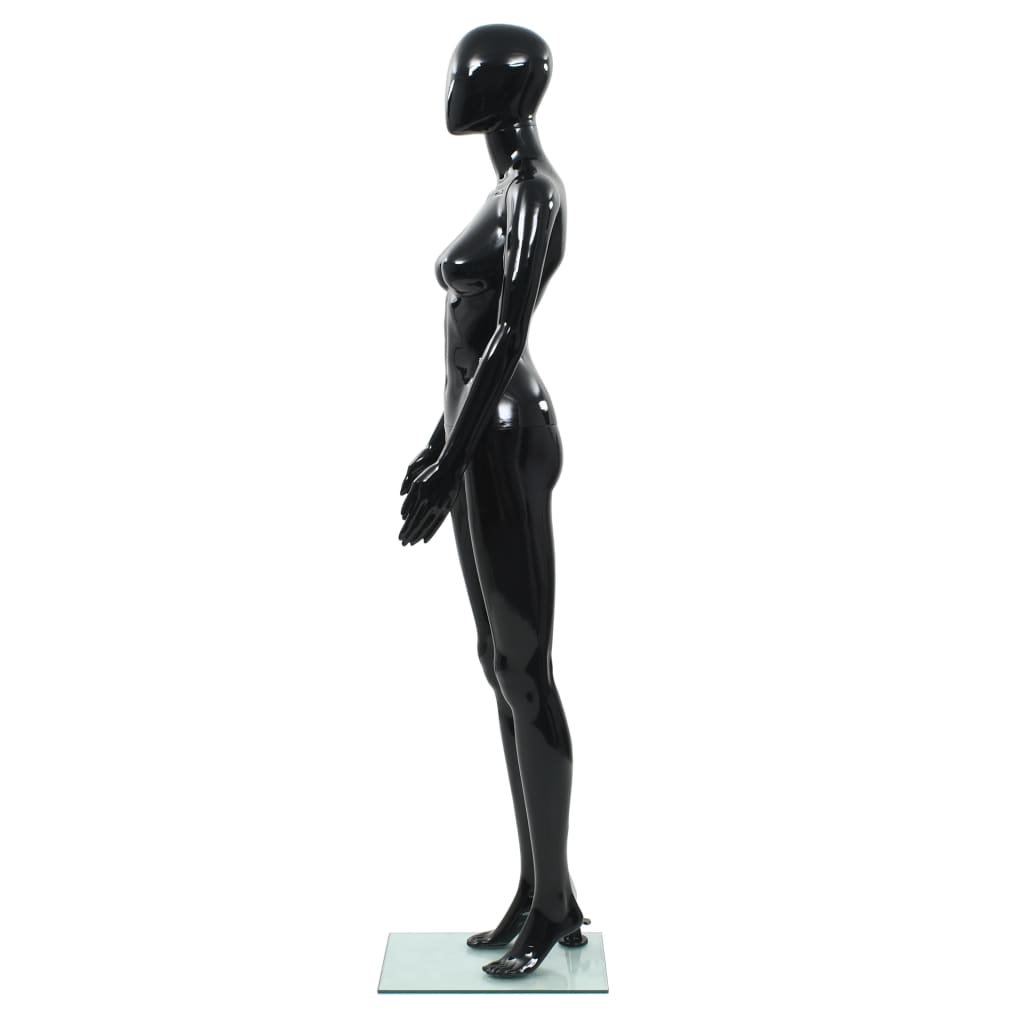 Vidaxl Estalage Puppe weiblich mit Glasfuß 175 cm glänzend schwarz