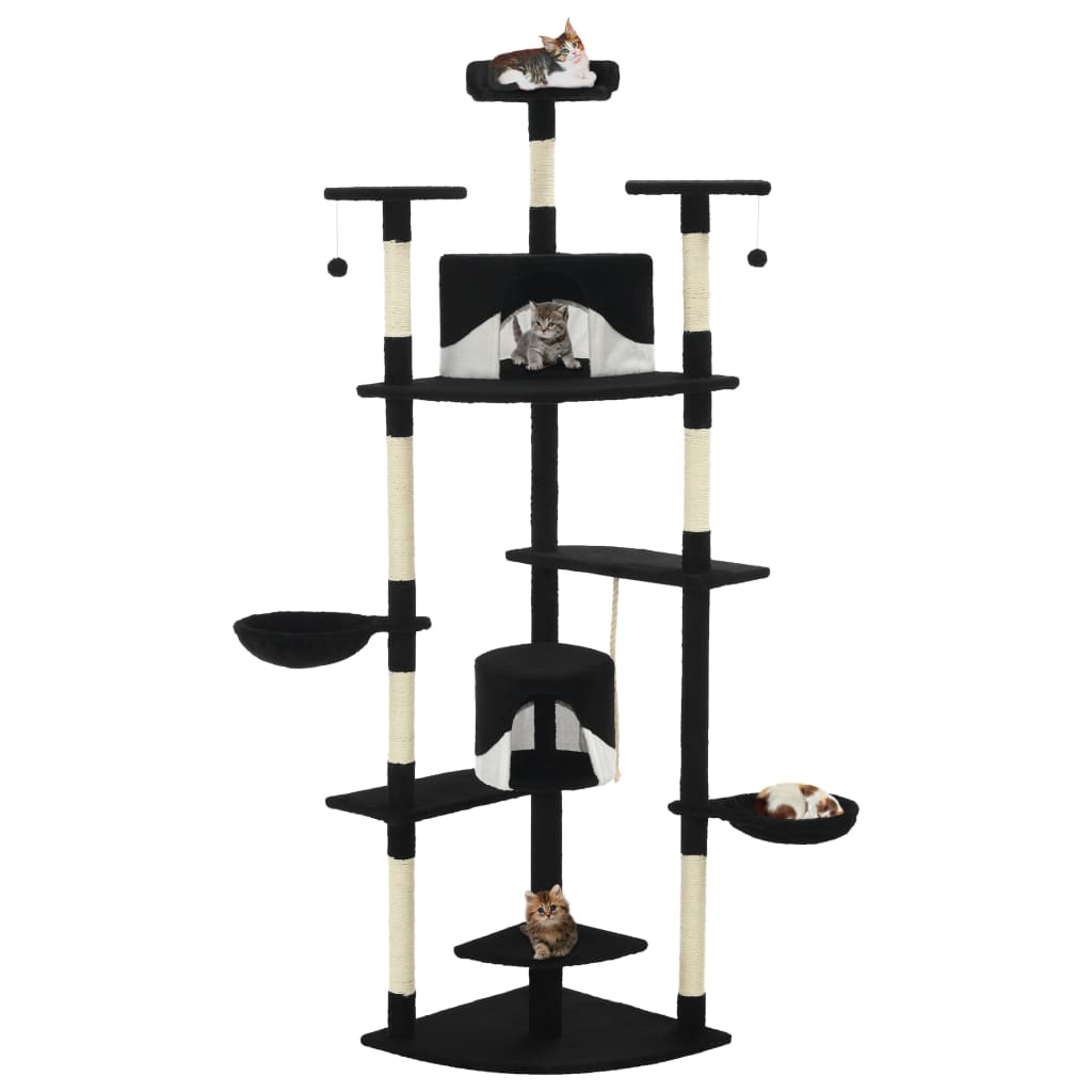 Vidaxl -Katzenkratzerpfosten mit Sisal -Kratzern 203 cm schwarz und weiß