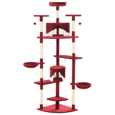 Vidaxl -Katzenkratzerpfosten mit Sisal -Kratzern 203 cm rot und weiß