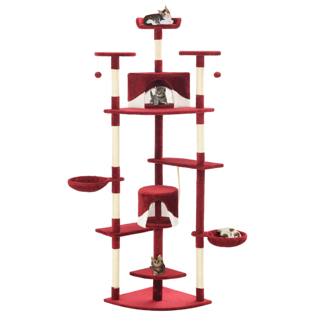 Vidaxl -Katzenkratzerpfosten mit Sisal -Kratzern 203 cm rot und weiß