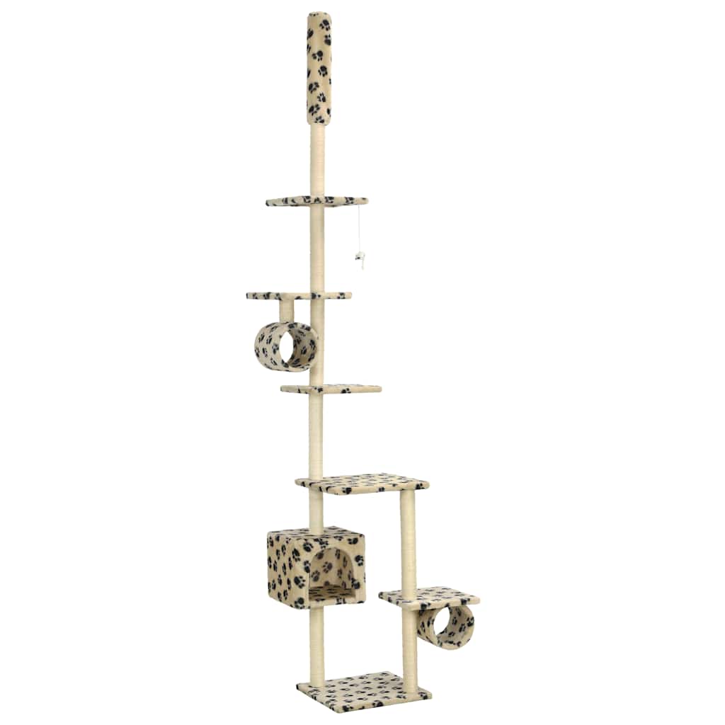 VIDAXL -Katzenkratzerpost mit Sisal -Kratzer -Posts 260 cm Pootprints Beige