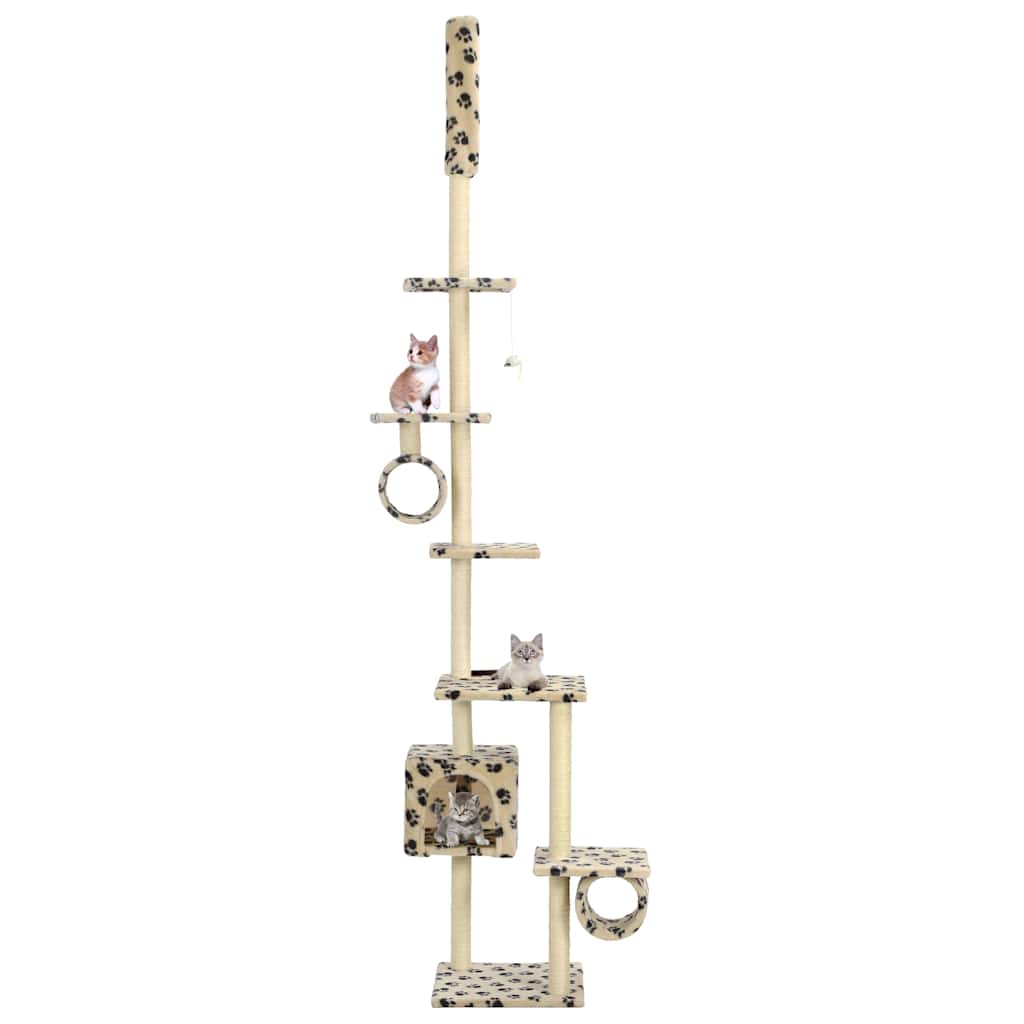 VIDAXL -Katzenkratzerpost mit Sisal -Kratzer -Posts 260 cm Pootprints Beige