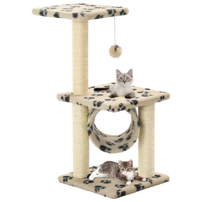 Vidaxl Katzenkratzbaum mit Sisalkratzbäumen 65 cm Pfotenabdrücke Beige