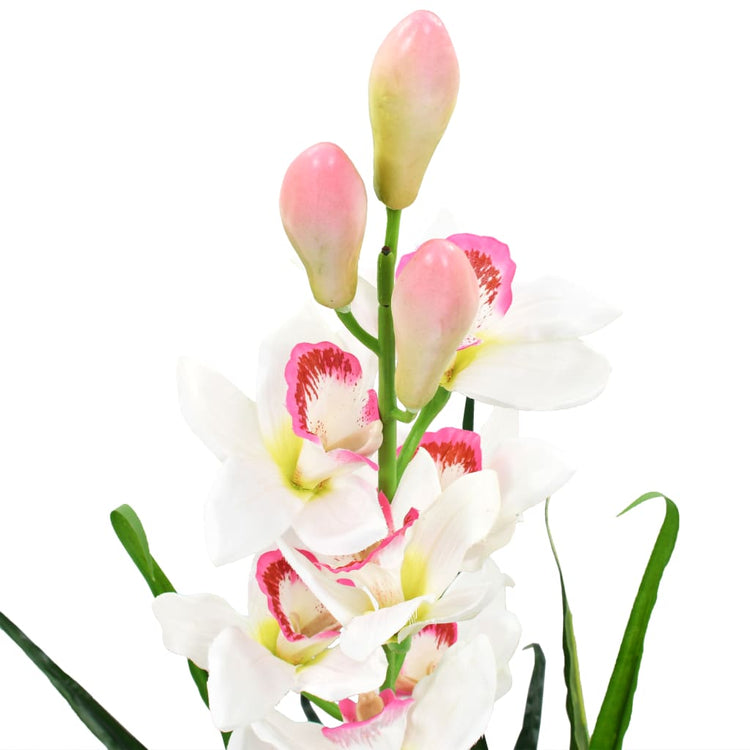 VIDAXL Künstliche Pflanze mit Topf -Cymbidium -Orchidee 100 cm Grün