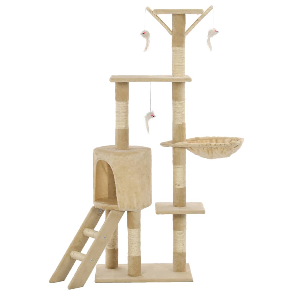 Vidaxl -Katzenkratzerpfosten mit Sisal -Kratzer -Pfosten 138 cm Beige