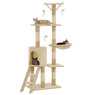 Vidaxl -Katzenkratzerpfosten mit Sisal -Kratzer -Pfosten 138 cm Beige