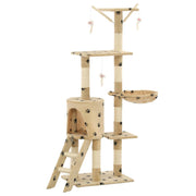VIDAXL -Katzenkratzerpost mit Sisal -Kratzer -Posts 138 cm Pootprints Beige - afbeelding 2