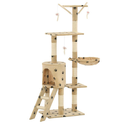 VIDAXL -Katzenkratzerpost mit Sisal -Kratzer -Posts 138 cm Pootprints Beige