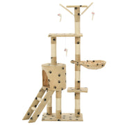 VIDAXL -Katzenkratzerpost mit Sisal -Kratzer -Posts 138 cm Pootprints Beige - afbeelding 3