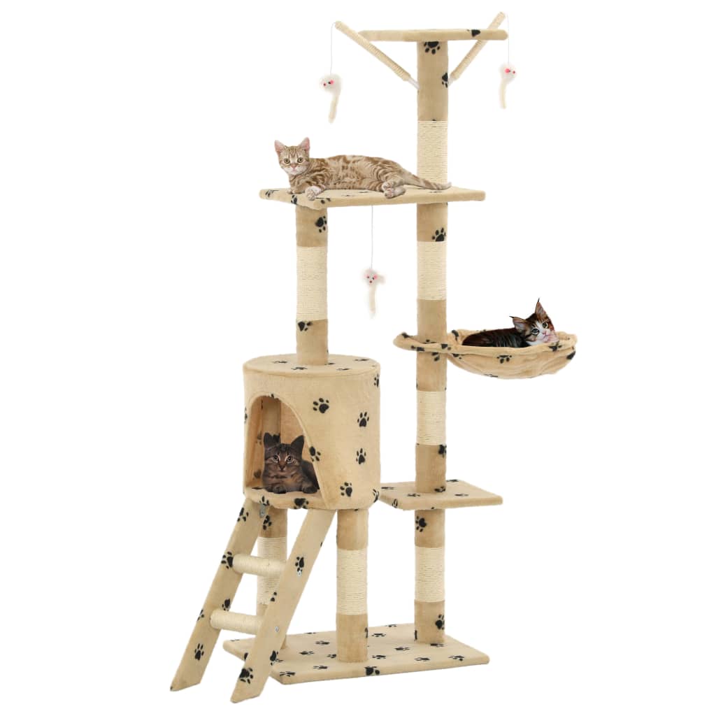VIDAXL -Katzenkratzerpost mit Sisal -Kratzer -Posts 138 cm Pootprints Beige