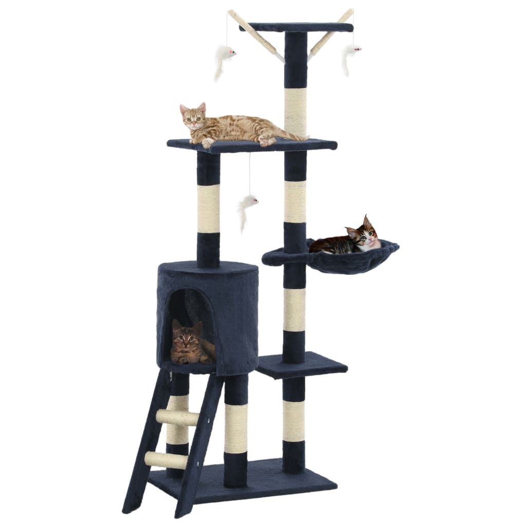 Vidaxl -Katzenkratzerpfosten mit Sisal -Kratzern 138 cm dunkelblau