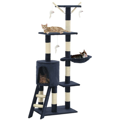 Vidaxl -Katzenkratzerpfosten mit Sisal -Kratzern 138 cm dunkelblau