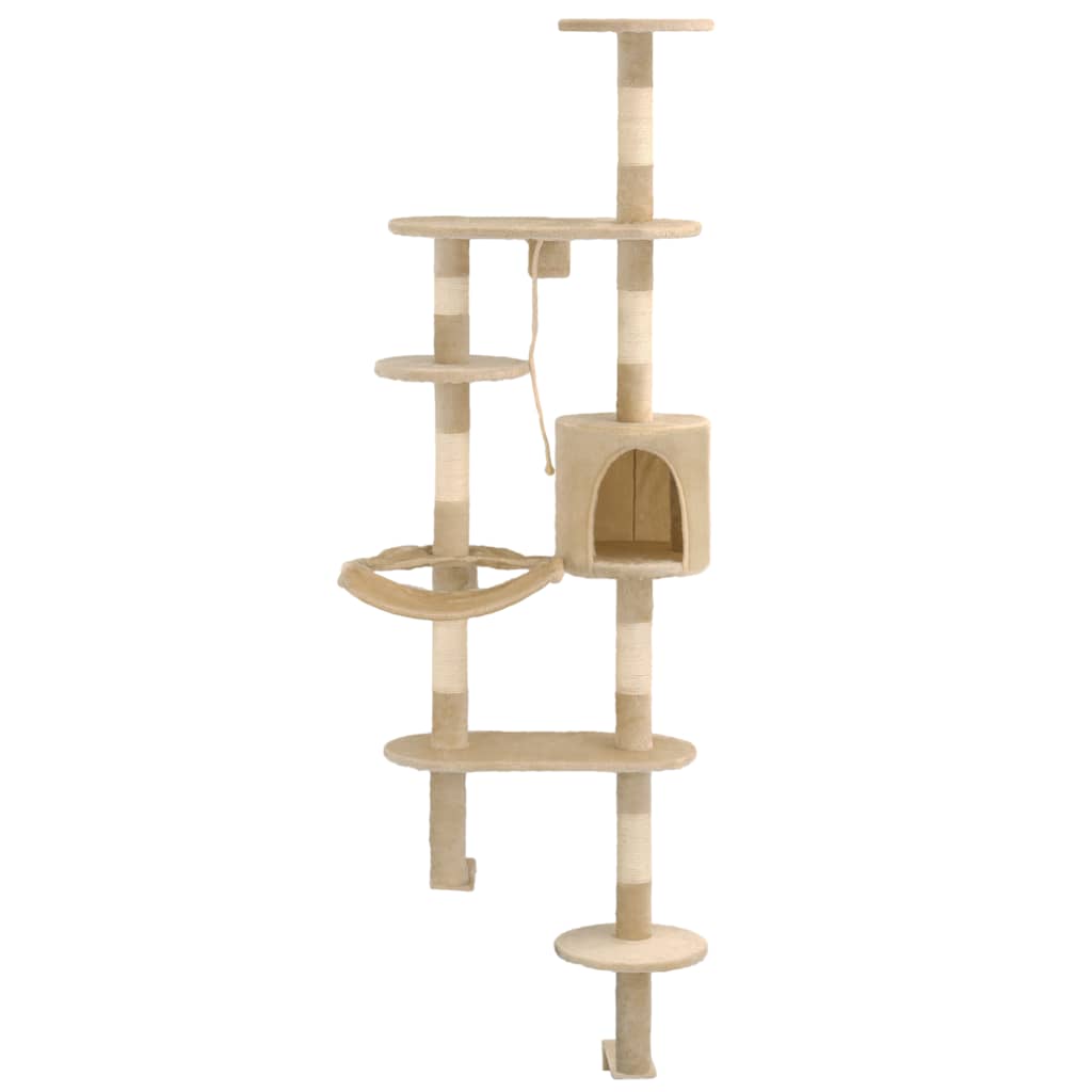 Vidaxl -Katzenkratzerpfosten mit Sisal -Kratzpfosten Wand Montage 194 cm Beige