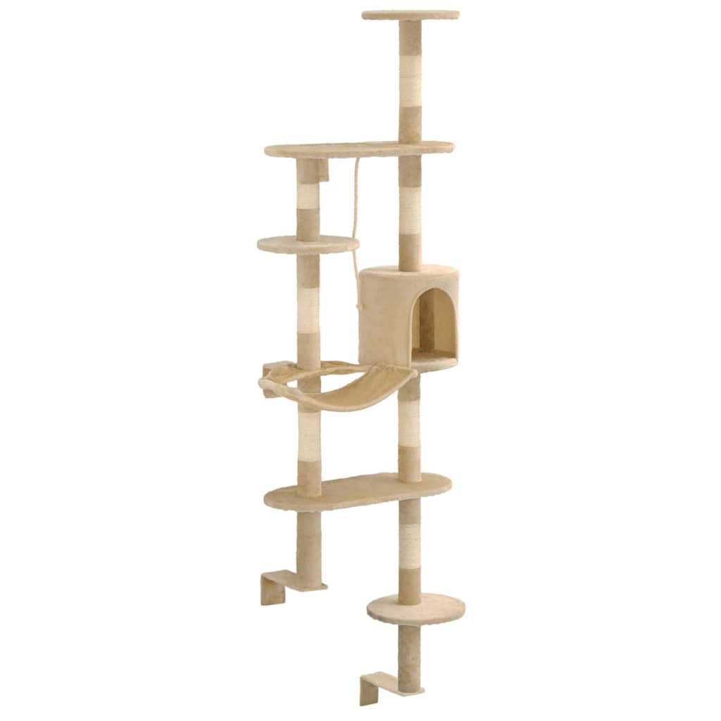 Vidaxl -Katzenkratzerpfosten mit Sisal -Kratzpfosten Wand Montage 194 cm Beige