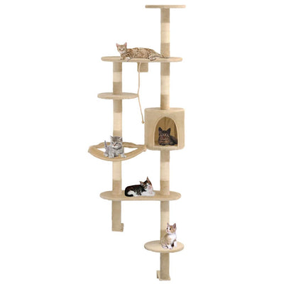 Vidaxl -Katzenkratzerpfosten mit Sisal -Kratzpfosten Wand Montage 194 cm Beige