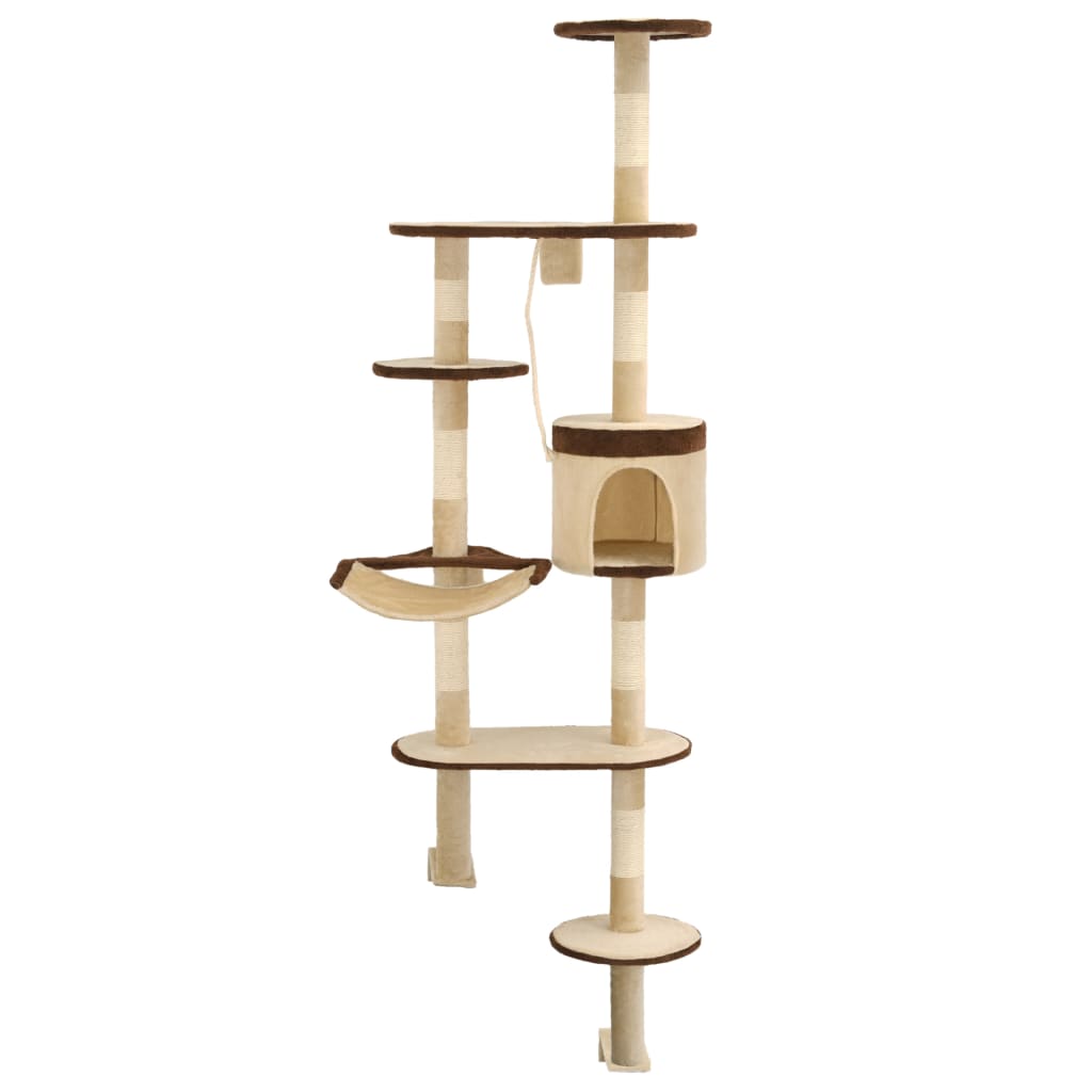Vidaxl -Katzenkratzerpfosten mit Kratzpfosten Wand Montage 194 cm Beige Brown