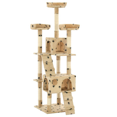 VIDAXL -Katzenkratzerpost mit Sisal -Kratzer -Posts 170 cm Pootprints Beige