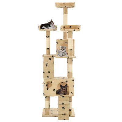 VIDAXL -Katzenkratzerpost mit Sisal -Kratzer -Posts 170 cm Pootprints Beige