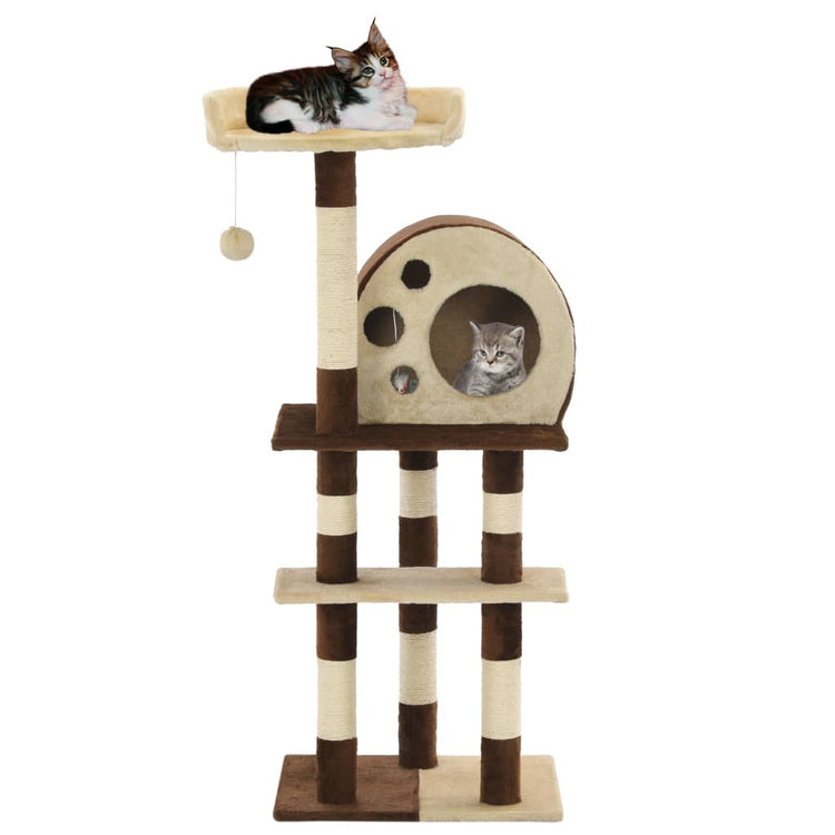 Vidaxl -Katzenkratzerpfosten mit Sisal -Kratzern 127 cm Beige und braun