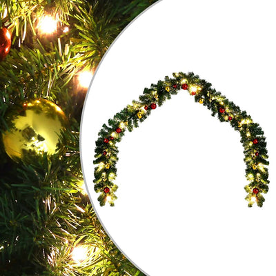 Vidaxl Weihnachtsgirlande mit Weihnachtskugeln und LED -Leuchten 5 m dekoriert