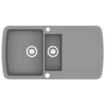 Vidaxl Spüle Doppelschüssel Granitgrau