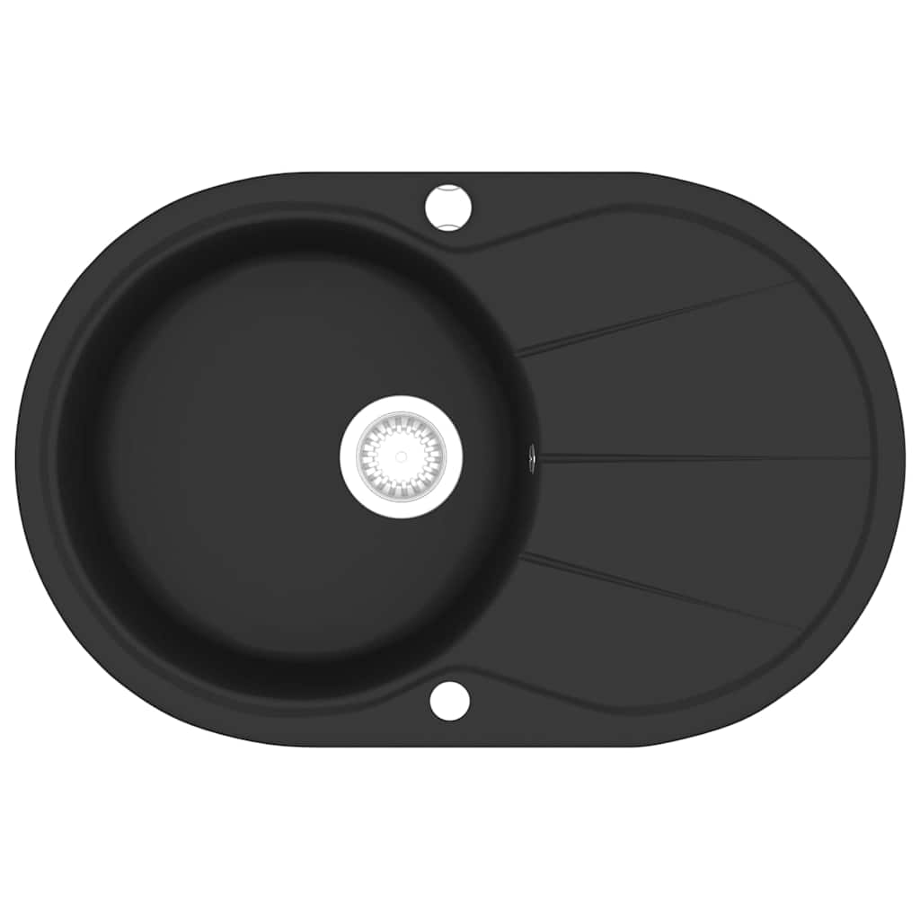 Vidaxl Sink Oval Einschale Granitschwarz