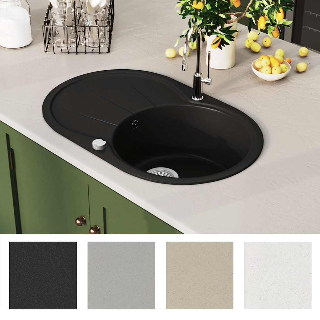 Vidaxl Sink Oval Einschale Granitschwarz
