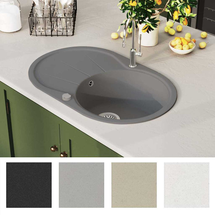 Vidaxl Sink Oval Einschale Granitgrau