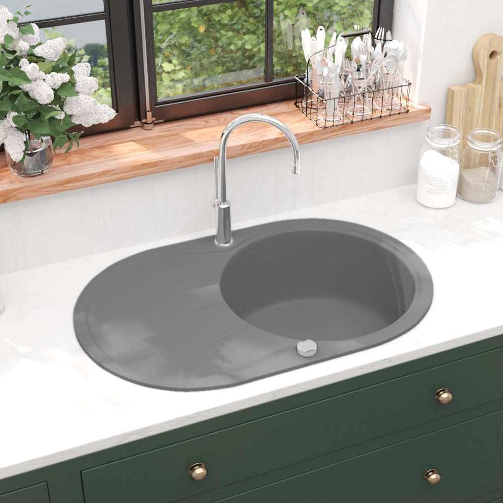 Vidaxl Sink Oval Einschale Granitgrau